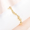 Brass Pave Clear Cubic Zirconia Bowknot and Hollow Moon Link Bracelets BJEW-D387-01G-1