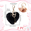Fibre Heart Pom Pom Ball Keychain KEYC-WH0027-126C-2