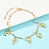 304 Stainless Steel with Acrylic Bead Double Layer Dolphin Charm Anklets for Women AJEW-G069-01G-1