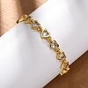 Brass Micro Pave Clear Cubic Zirconia Link Bracelets for Women BJEW-D342-02G-1
