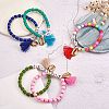 5Pcs 5 Colors Word Love Beads Stretch Bracelets Set for Girl Women BJEW-SZ0001-97-3
