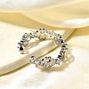 Brass Micro Pave Cubic Zirconia Cuff Rings for Women RJEW-Q008-01P-02-5