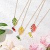 3Pcs 3 Colors Handmade Glass Seed Beaded Leaf Shape Pendants Brass Cable Chain Necklaces for Women NJEW-MZ00127-1