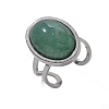 Oval Natural Green Aventurine Finger Rings RJEW-M062-02P-17-2