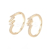 Brass Micro Pave Clear Cubic Zirconia Cuff Rings RJEW-F101-11G-3
