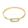 Brass Micro Pave Clear Cubic Zirconia Hollow Rectangle Hinged Bangles for Woman BJEW-M312-03B-G-2
