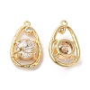 Brass Pave Cubic Zirconia with Glass Pendants KK-G465-17G-1