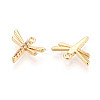 Brass Micro Pave Clear Cubic Zirconia Pendants KK-T077-44G-2