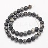 Frosted Round Natural Black Polychrome Jasper/Picasso Stone/Picasso Jasper Beads Strands G-N0166-44-6mm-3