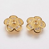 Brass Micro Pave Cubic Zirconia Bead Cap ZIRC-G133-01G-RS-1