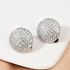 Half Round Brass Micro Pave Clear Cubic Zirconia Clip-on Earrings EJEW-M082-14P-5
