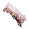 3Pcs Natural Rose Quartz & Natural Rhodonite & Natural Pink Opal Chip Beaded Stretch Bracelet Sets BJEW-JB10858-3