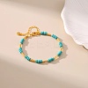 Synthetic Turquoise & Brass Beaded Bracelets for Women OR9235-4