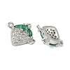 Brass Pave Green & Clear Cubic Zirconia Fruit Connector Charms KK-Z109-01P-03-2