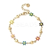 Flower & Heart 304 Stainless Steel Link Bracelets for Women BJEW-F524-06A-G-4