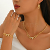 Brass Clear Cubic Zirconia Curb Chain Bracelets & Earrings & Necklaces Sets for Women QN4709-4