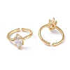 Brass Micro Pave Cubic Zirconia Cuff Rings RJEW-M138-15G-A-2