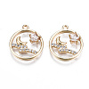Brass Micro Pave Clear Cubic Zirconia Pendants KK-S359-141-RS-1