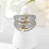 Brass Micro Pave Clear Cubic Zirconia Cuff Rings for Women Men STAS-I109-03GP-2