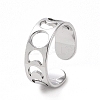 304 Stainless Steel Hollow Out Moon Phase Open Cuff Ring for Women RJEW-C053-04P-1