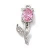 Ion Plating(IP) Brass Micro Pave Cubic Zirconia Tulip Pendants KK-U042-02P-02-1
