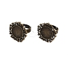 Vintage Adjustable Iron Flower Finger Ring Components Alloy Cabochon Bezel Settings X-PALLOY-O036-01AB-NF-5