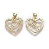 Brass Micro Pave Clear Cubic Zirconia Pendants X-ZIRC-A011-09G-2