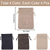 4 Colors Polyester Imitation Burlap Packing Pouches Drawstring Bags ABAG-BBC0001-04B-2