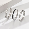3Pcs Hollow Out 304 Stainless Steel Micro Pave Clear Cubic Zirconia with Enamel Finger Rings FS-WGFDE09-12-1
