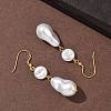 Electroplated 304 Stainless Steel Imitation Pearl Nuggets Dangle Earrings EJEW-Z129-08G-3