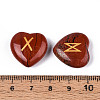 25Pcs Natural Red Jasper Heart Rune Stones with Elder Futhark Alphabet Engraved G-T144-02F-3