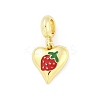 Brass Red Enamel Heart European Dangle Charms KK-Z090-07G-01-1