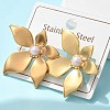 304 Stainless Steel & ABS Plastic Imitation Pearl Flower Stud Earrings EJEW-S253-23G-1