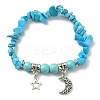 Synthetic Turquoise Chips Stretch Bracelet BJEW-JB09598-03-1