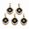 Brass Micro Pave Clear Cubic Zirconia Charms KK-T063-87-NF-1