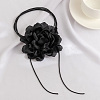 1Pc Retro Cloth Rose Flower Waxed Cord Wrap Choker Necklaces for Women NJEW-CP0001-05A-3