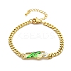 Brass Cuban Link Chain Bracelets BJEW-A035-03G-2