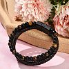 Natural Tiger Eye & Glass Round Beaded Bracelets BJEW-G732-01B-2