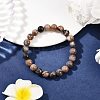 Natural Black Moonstone Round Beads Stretch Bracelets for Men Women BJEW-JB12396-1