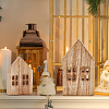 4Pcs 2 Styles Christmas Wood House Display Decorations DJEW-BC0001-28B-5