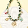 Sun Heart Flower 304 Stainless Steel Pendant Necklaces LS-NJEW-D344-01G-2