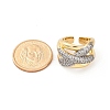 Brass Micro Pave Clear Cubic Zirconia Cuff Finger Rings for Women RJEW-C116-17G-5