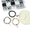 DIY Alloy & Round Natural White Jade & Obsidian & Crackle Agate & Synthetic Howlite Beads Couple Bracelets Jewelry Making Kits DIY-FS0007-49-3
