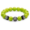 Green Yellow Natural Yellow Jade Round Beaded Stretch Bracelet BJEW-SW00077-06-1