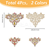 4Pcs 2 Colors Flower Alloy Rhinestones Appliques DIY-FH0006-98-2