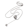 304 Stainless Steel Round Ball Pendant Snake Chain Necklaces NJEW-U028-03P-4