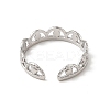 304 Stainless Steel Crown Open Cuff Ring for Women RJEW-E066-08P-3