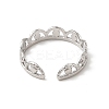 Non-Tarnish 304 Stainless Steel Crown Open Cuff Ring for Women RJEW-E066-08P-3