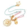 304 Stainless Steel Flower Cowboy Hat Pendant Polyester Cord Necklaces NJEW-C105-02G-4