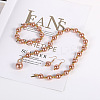 Plastic Imitation Pearl Round Beaded Pendant Necklaces & Dangle Earrings & Bracelets Sets for Women WG180C3-01-2